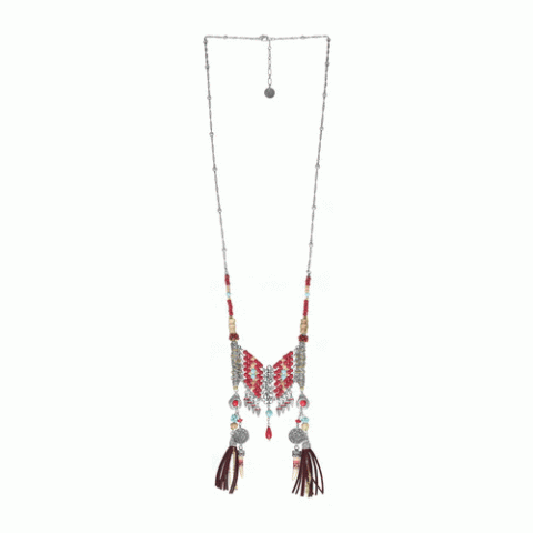 Колье из амазонита, глины, коралла, жемчуга, яшмы и бирюзы LOUVE 15-61330
