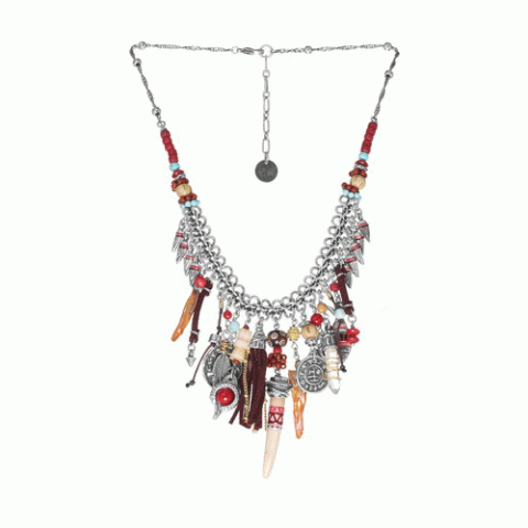 Колье из амазонита, глины, коралла, жемчуга, яшмы и бирюзы LOUVE 15-61331