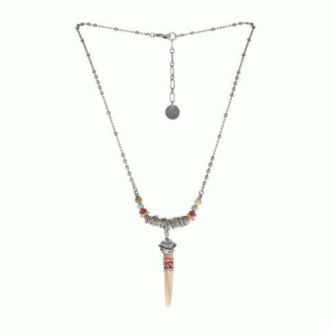 Колье из амазонита, глины, коралла, жемчуга, яшмы и бирюзы LOUVE 15-61333