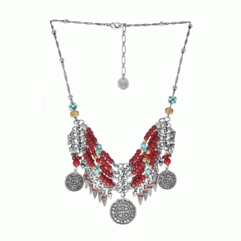 Колье из амазонита, глины, коралла, жемчуга, яшмы и бирюзы LOUVE 15-61334