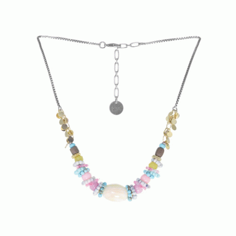 Колье из ангелита, коралла, нефрита и раковины FLORIDA 15-61341