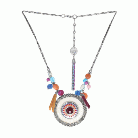 Колье из агата, сердолика, коралла, нефрита и говлита RITA 15-61360