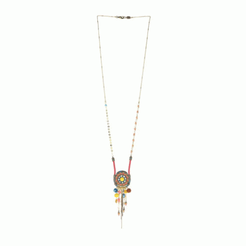 Колье из янтаря, коралла, яшмы, кианита и Swarovski JASMINE 15-61390