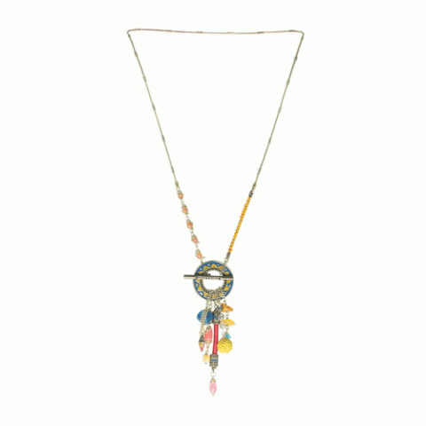 Колье из янтаря, коралла, яшмы, кианита и Swarovski JASMINE 15-61393