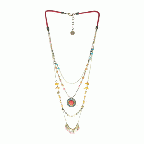 Колье из янтаря, коралла, яшмы, кианита и Swarovski JASMINE 15-61395