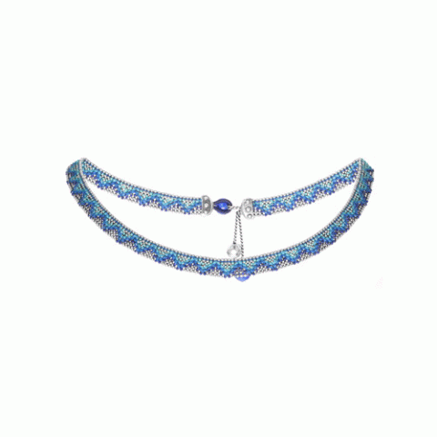 Колье из агата, хрустальных бусин, ляписа и нефрита IZIA 15-61405
