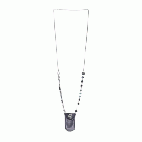 Колье из лавы, хрустальных бусин, семян Тагуа и Swarovski AMY 15-61435
