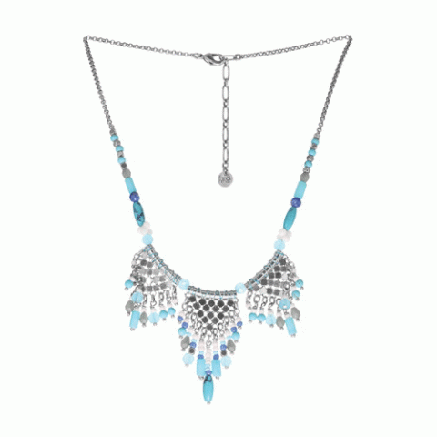 Колье из ляписа лазури, коралла, ангелита и Семян Бури OCEANE 15-61440