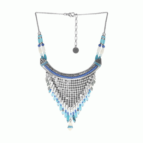 Колье из ляписа лазури, коралла, ангелита и Семян Бури OCEANE 15-61446