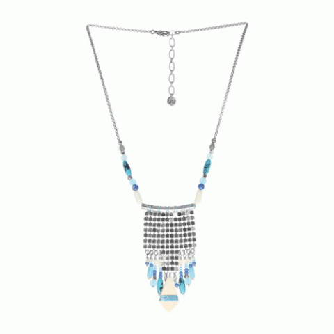 Колье из ляписа лазури, коралла, ангелита и Семян Бури OCEANE 15-61447
