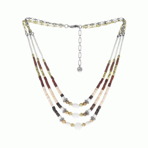 Колье из коралла, говлита, яшмы, нефрита, змеевика и Swarovski CARLOTA 15-61453