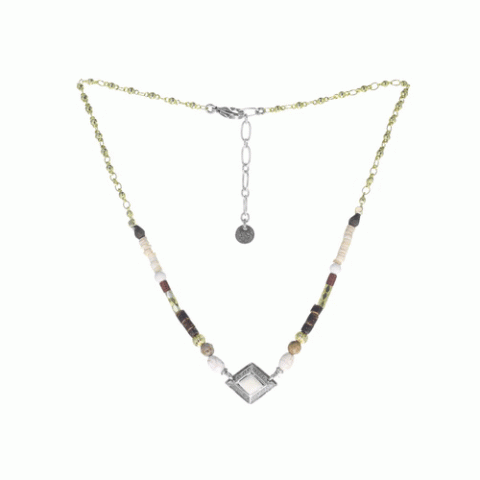 Колье из коралла, говлита, яшмы, нефрита, змеевика и Swarovski CARLOTA 15-61455