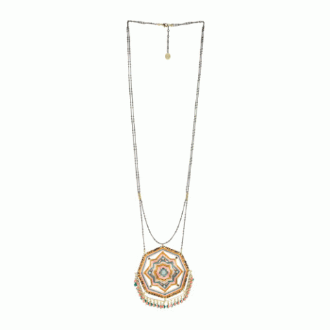Колье из тигрового глаза, малахита, коралла и Swarovski SUNNY 15-61460