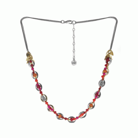 Колье из агата, коралла, кокоса, дерева Сибукао и Swarovski ZELINE 15-61470