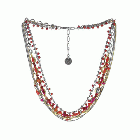 Колье из агата, коралла, кокоса, дерева Сибукао и Swarovski ZELINE 15-61471