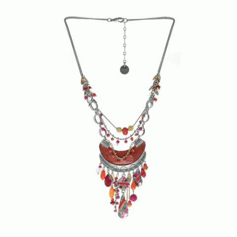 Колье из агата, коралла, кокоса, дерева Сибукао и Swarovski ZELINE 15-61474