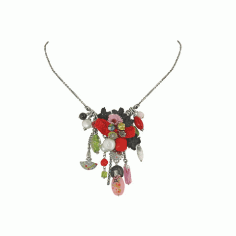 Колье из жемчуга, оникса и коралла KOKESHI 15--1292M