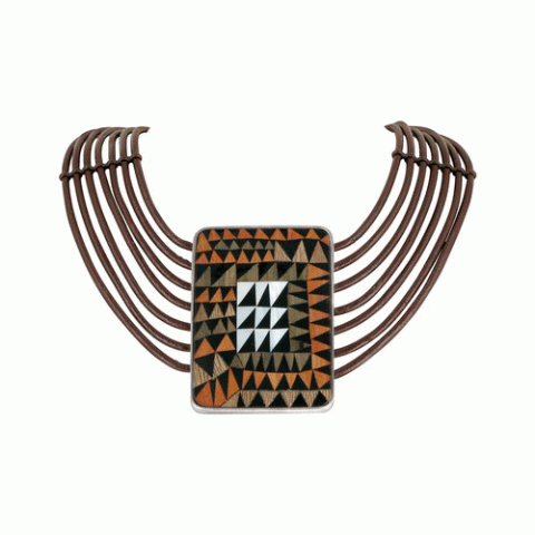 Колье из морской раковины и дерева сибукао IKAT big necklace 