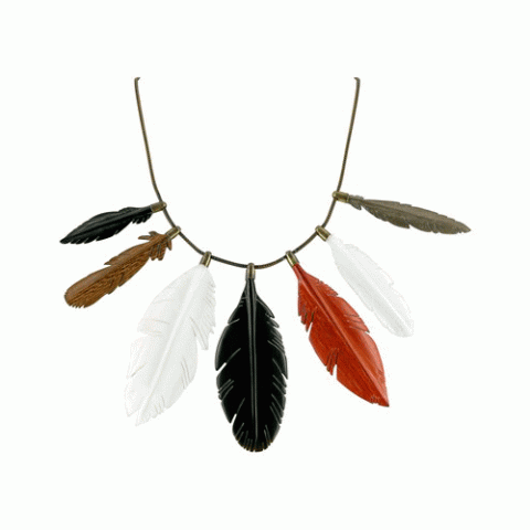 Колье из сибукао и эбенового дерева BIRDY 7 feathers necklace