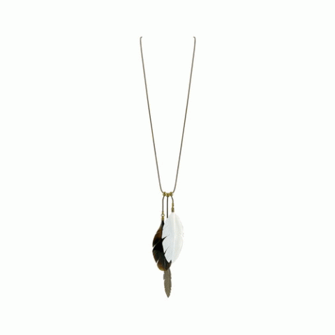 Колье из сибукао и эбенового дерева BIRDY long necklace MOP feather 