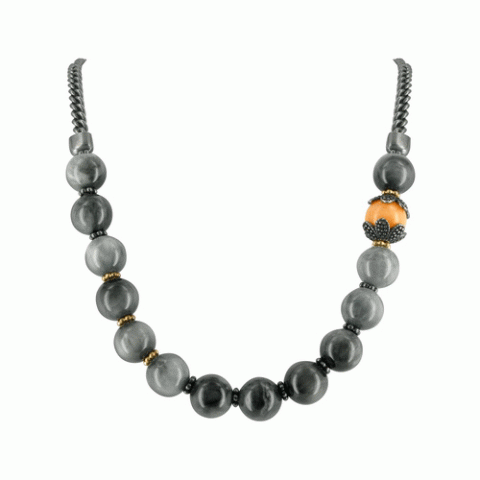 Колье из окрашенного нефрита ANTHRACITE round beads necklace