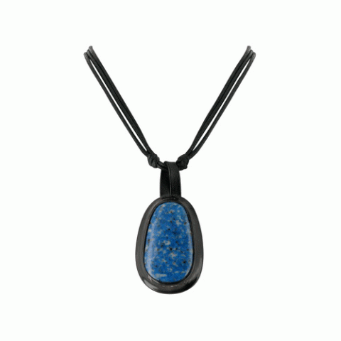 Колье из ляписа и полированного рога Lapis pendant 