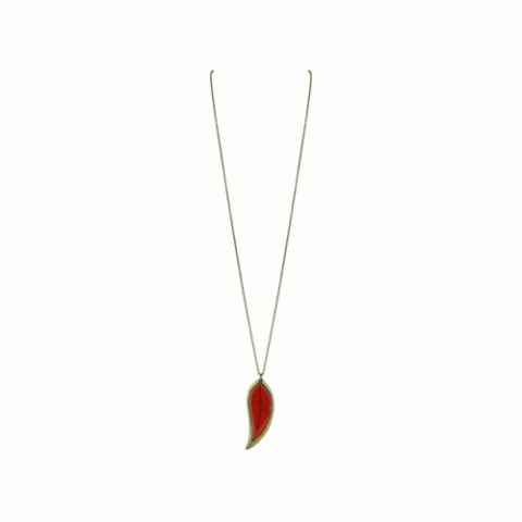 Колье из коралла и полированного рога Garance red leaf