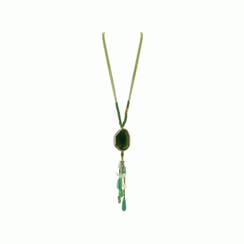 Колье из амазонита, авантюрина, рутилита и нефрита Ever Green long necklace