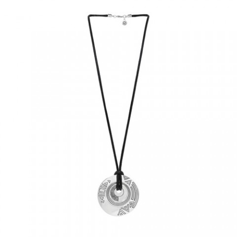 Колье TAARNA large disc long necklace / black 15-28513B