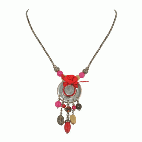Колье из коралла, перламутра и кварца SENORITA hat little necklace