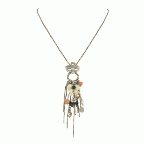 Колье из оникса, жемчуга и перламутра NINA long necklace w/ mask and ballerina