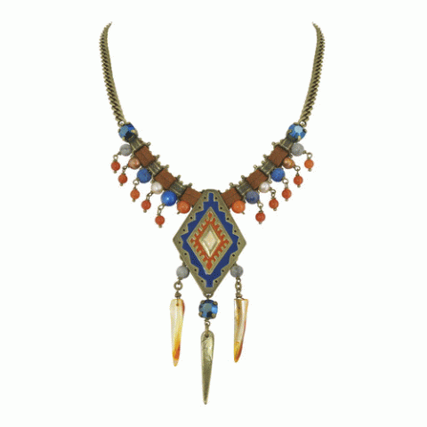 Колье из содалита и красного авантюрина BELIZE necklace w/ diamond pendant
