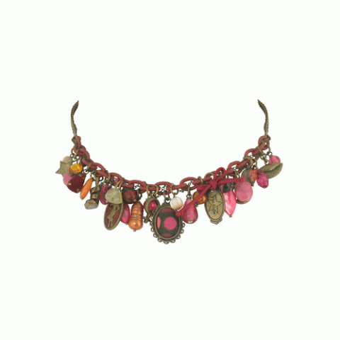 Колье из родонита и розового перламутра CHARLIE multidangles necklace