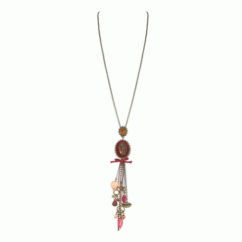Колье из родонита и розового перламутра CHARLIE long necklace