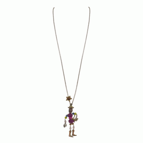 Колье из розового перламутра и крашеного нефрита  MON SHERIFF long necklace w/ sheriff