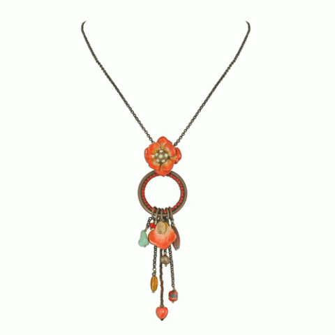 Колье из розового перламутра и авантюрина CAPUCINE necklace w/ ring & dangles
