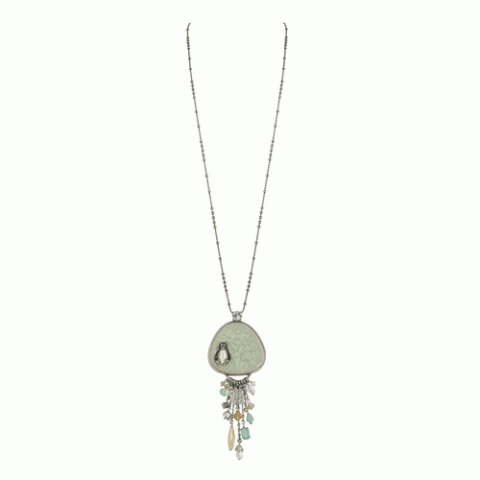 Колье из горного хрусталя и халцедона BANQUISE long ceramic necklace