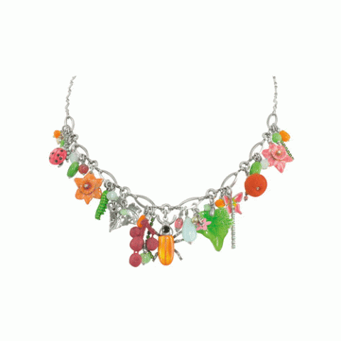 Колье из розового нефрита и стекляруса ECHAPPEE BUCOLIQUE multidangles necklace