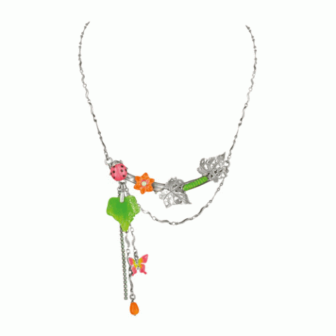 Колье из розового нефрита и стекляруса ECHAPPEE BUCOLIQUE asymmetrical necklace