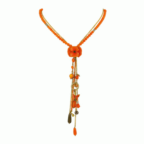 Колье из розового перламутра и коралла COLCHIC "Y" necklace