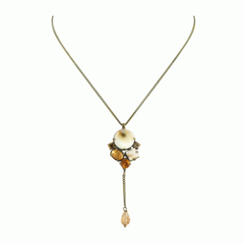 Колье из стекляруса и ракушки кумаси MESANGE ROUSSE little thin necklace