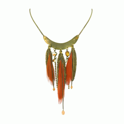 Колье из стекляруса и ракушки кумаси MESANGE ROUSSE plastron