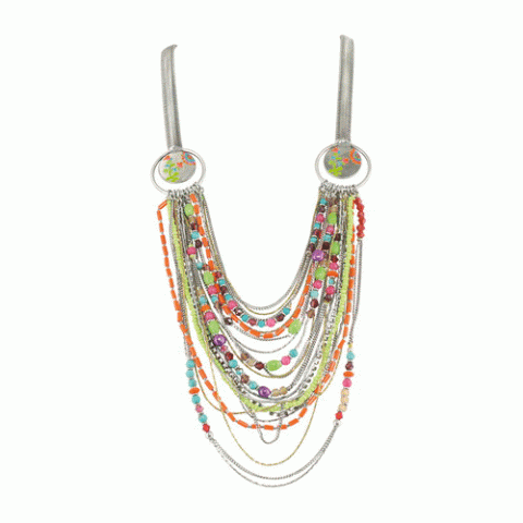 Колье из говлита и нефрита GIPSY multi rows necklace