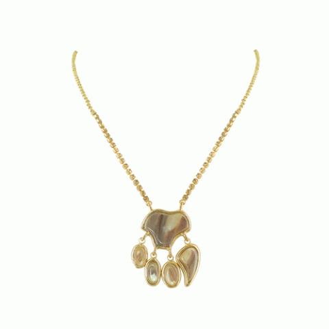 Колье из тигрового глаза и золотистого перламутра MALAWI simple necklace