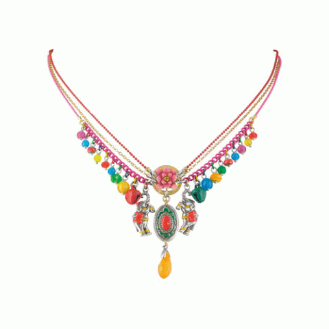 Колье из нефрита и коралла MAHARANIS multi dangles necklace