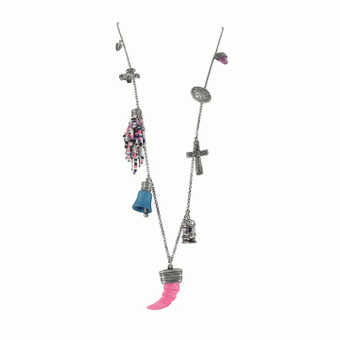 Колье из аметиста и халцедона Fetiches chain necklace