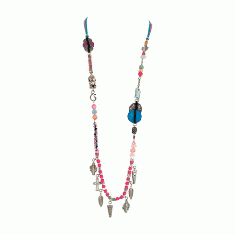 Колье из аметиста и халцедона Fetiches long necklace
