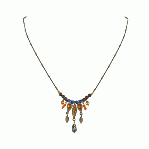 Колье из коралла и ляписа Mouneissa 3 strass