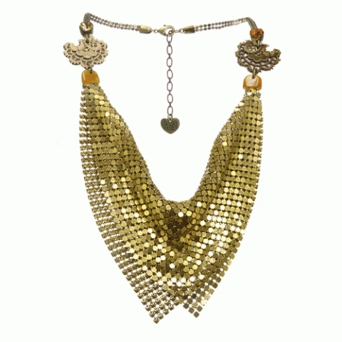 Колье из кружева, кристаллов сваровски, рога быка зебу SORAYA 15--60621