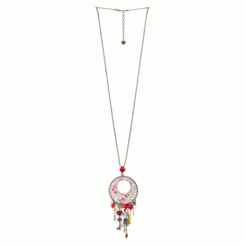 Колье из коралла, жемчуга, нефрита и текстиля LEONIE LIBERTY 15--60752